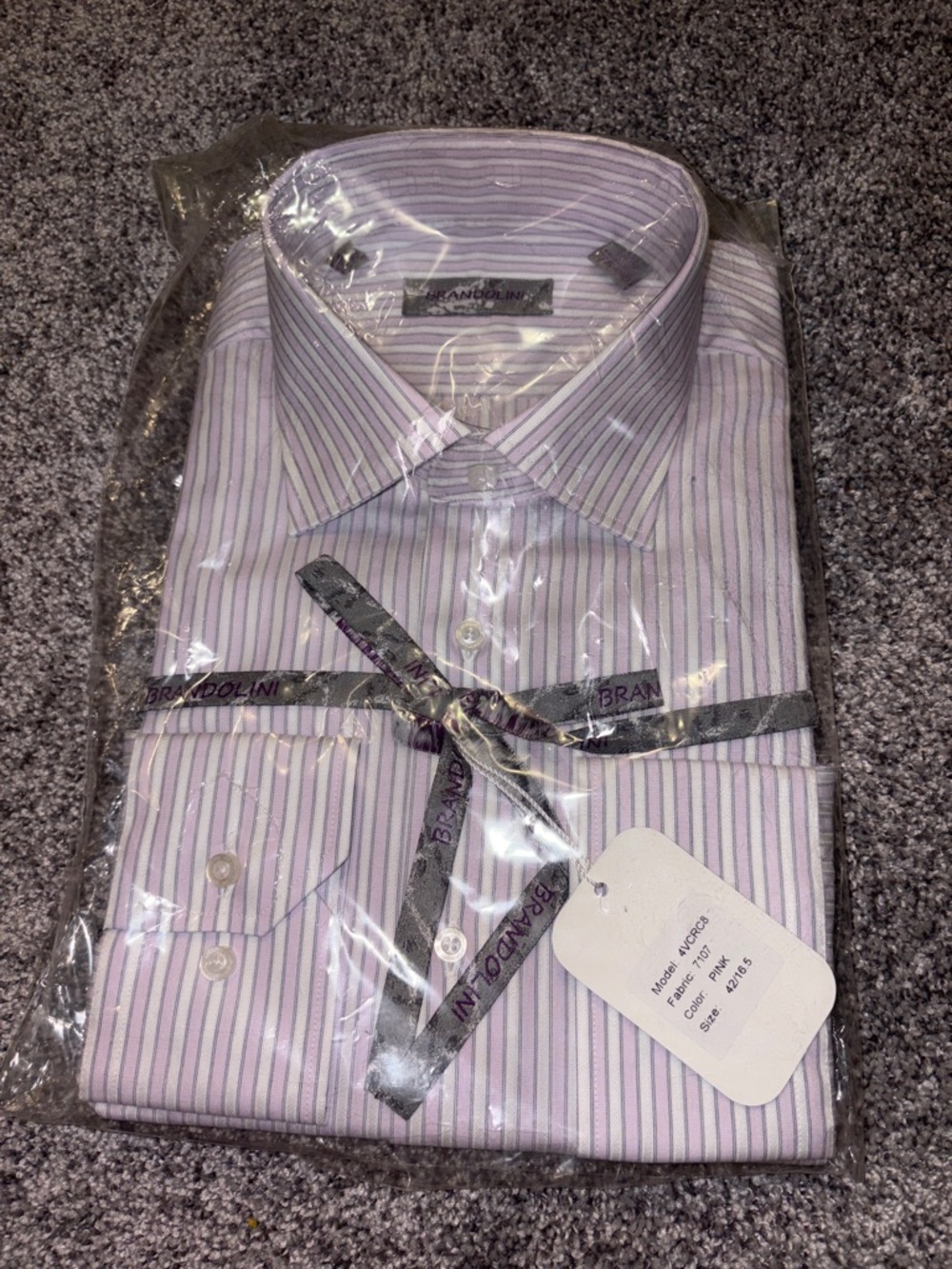 Men's Striped Dress Shirt - Light Lavender/White